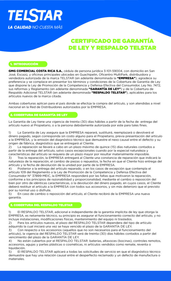 Garantía Y Soporte Telstar Latinoamerica