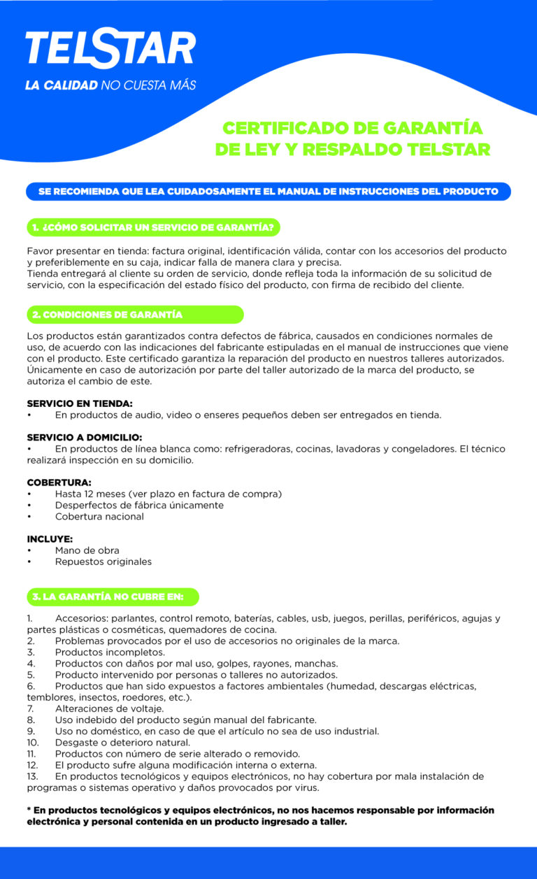 Garantía Y Soporte Telstar Latinoamerica